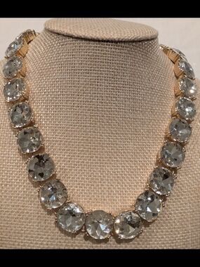 Gold-Tone Crystal Statement Necklace - Clear Sparkle